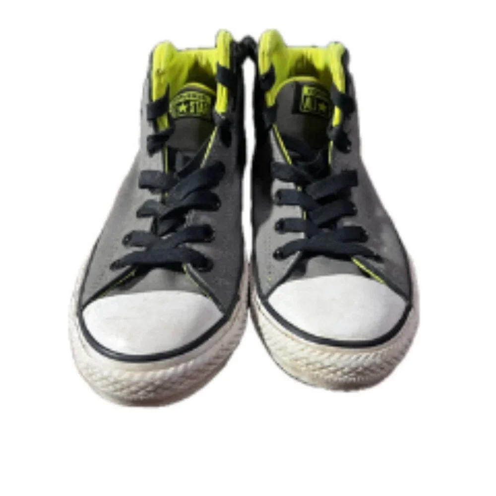 Junior Converse Chuck Taylor Static Mid Gray/Yellow Boys Junior Size 6 Girls 8
